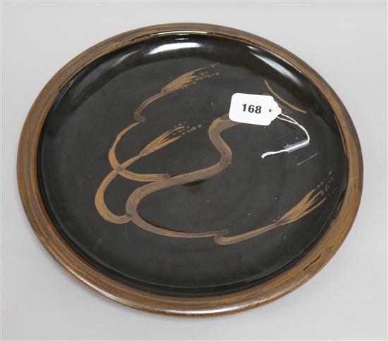 A David Leach Lowerdown Pottery Willow Tree charger, Dia 36cm